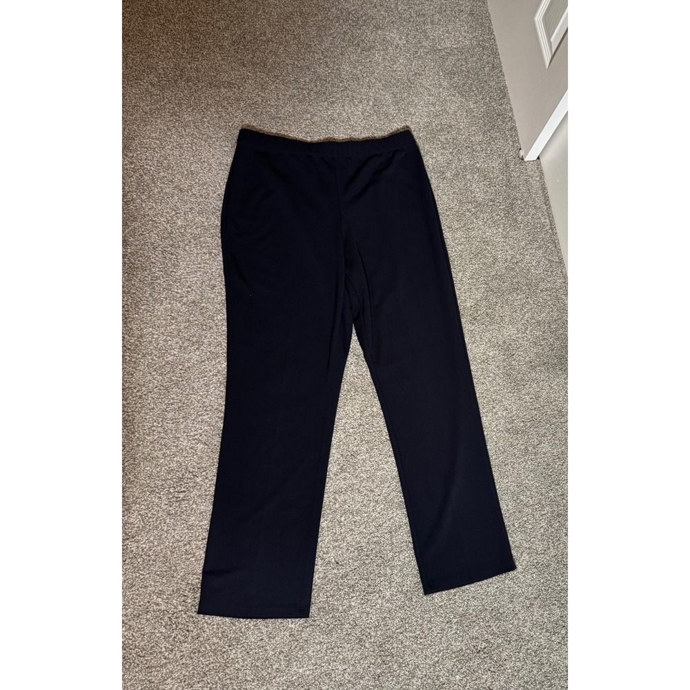 Susan Graver Minimalist Liquid Knit Black Straight Leg Pants Womens Large L